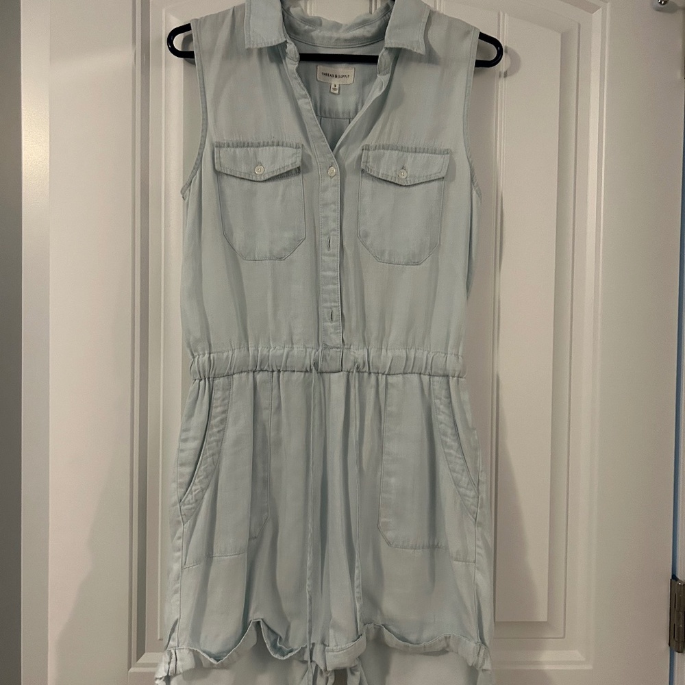 Thread and Supply Romper Womens Small Light Blue